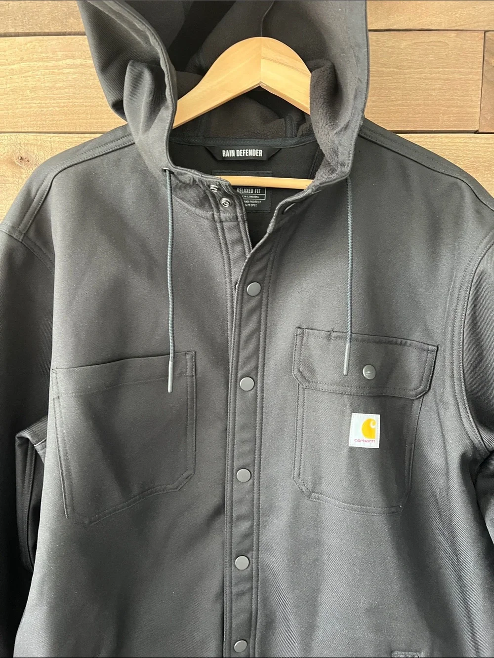 Carhartt Men's Rain Defender Relaxed Fit Heavyweight Hooded Shirt Jacket Large